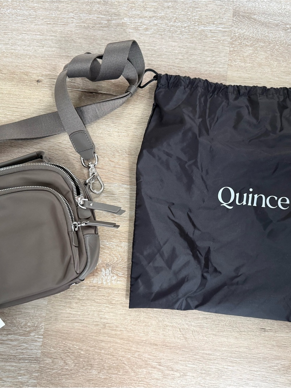 Quince Revive Nylon Crossbody Ash Grey NWT